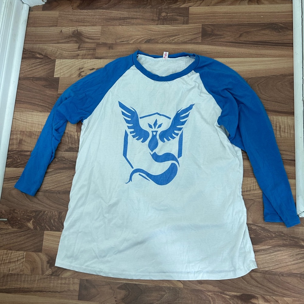 Pokemon Mystic Blue and White Graphic Raglan Shirt